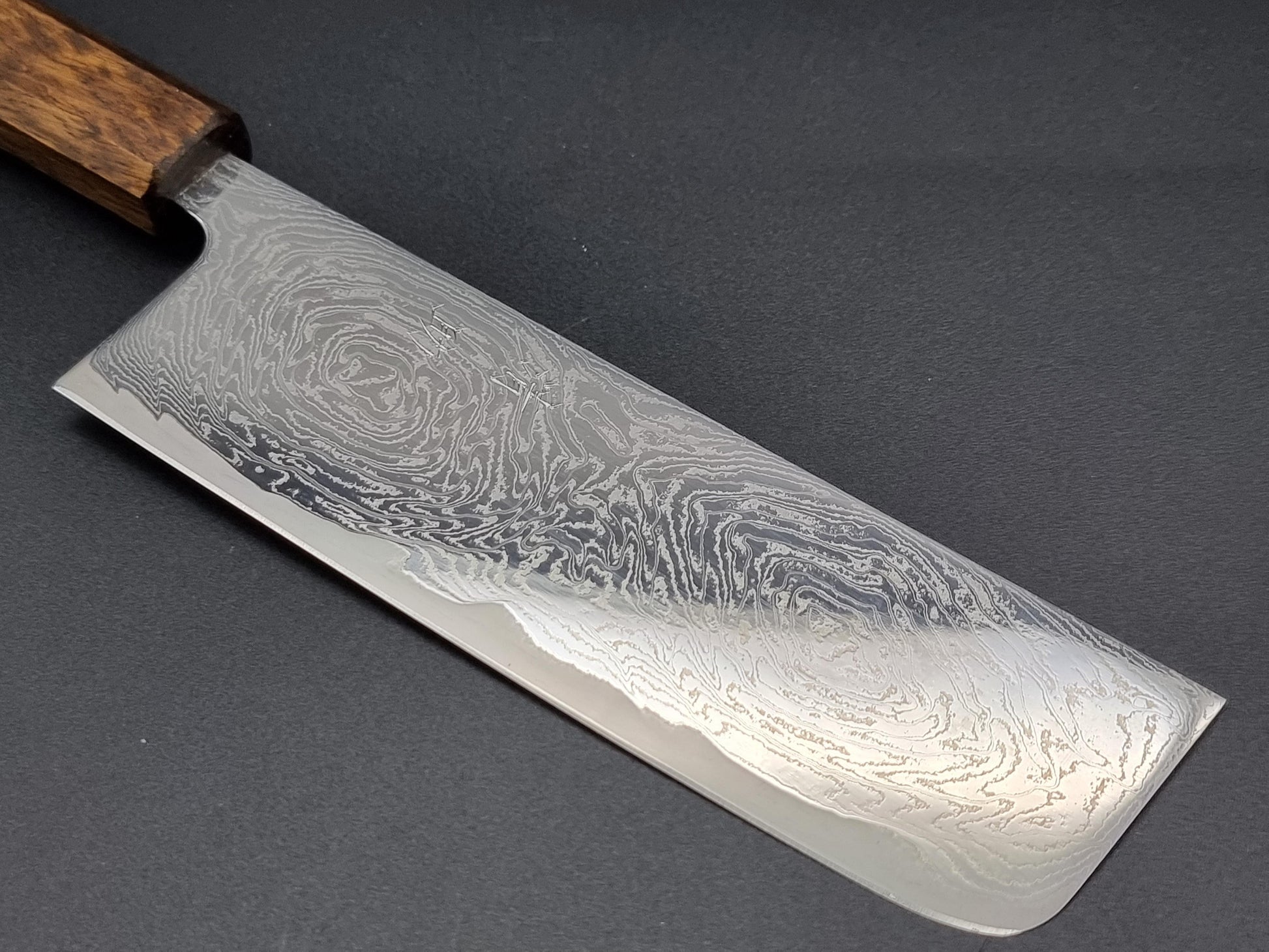 Seisuke Hamono Swirling Mirror Damascus 170mm Nakiri - The Sharp Chef