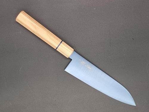 Seisuke SK-85 Ion 180mm Santoku with White wood Handle - The Sharp Chef