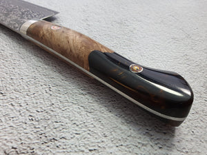 Shigeki Tanaka R2/SG2 Damascus 170mm Santoku Knife with Custom Handle - The Sharp Chef