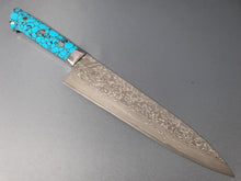 Takeshi Saji R2/SG2 Black Damascus 210mm Gyuto Knife with Special Blue Handle - The Sharp Chef
