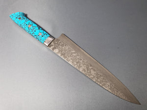 Takeshi Saji R2/SG2 Black Damascus 210mm Gyuto Knife with Special Blue Handle - The Sharp Chef