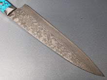 Takeshi Saji R2/SG2 Black Damascus 210mm Gyuto Knife with Special Blue Handle - The Sharp Chef