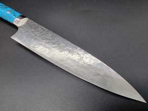 Takeshi Saji R2/SG2 Diamond Damascus 210mm Gyuto Knife with Turquoise Handle - The Sharp Chef