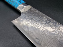 Takeshi Saji R2/SG2 Diamond Damascus 210mm Gyuto Knife with Turquoise Handle - The Sharp Chef