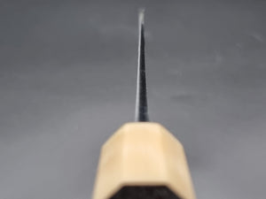 Yoshikazu Tanaka Shirogami 1 Damascus 240mm Gyuto with Ebony Buffalo Handle - The Sharp Chef