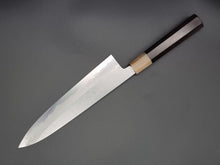 Yoshikazu Tanaka Shirogami 1 Damascus 240mm Gyuto with Ebony Buffalo Handle - The Sharp Chef
