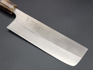 Yoshimi Kato AS Blue Super Nashiji 170mm Nakiri with Ebony Buffallo Handle - The Sharp Chef
