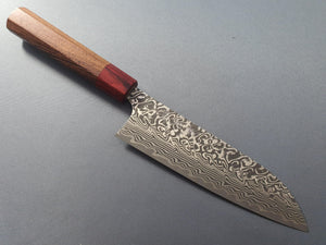 Yoshimi Kato R2/SG2 Damascus 170mm Santoku with Honduras Rosewood Handle - The Sharp Chef