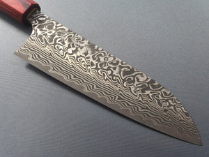 Yoshimi Kato R2/SG2 Damascus 170mm Santoku with Honduras Rosewood Handle - The Sharp Chef