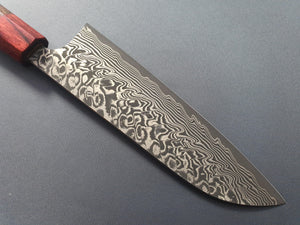 Yoshimi Kato R2/SG2 Damascus 170mm Santoku with Honduras Rosewood Handle - The Sharp Chef